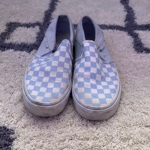 Light blue/white slip on vans size 8